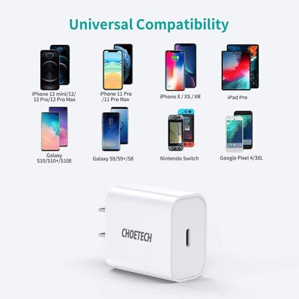 Choetech USB C Charger 20W Power Delivery Wall Adapter EU – White - Image 6