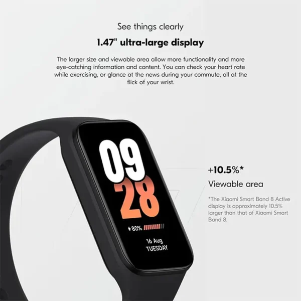 Xiaomi Smart Band 8 Active Fitness Tracker – Global Edition – Black - Image 4