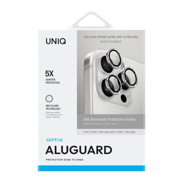 Uniq Optix Aluminium Camera Lens Protector for iPhone 16 Pro / 16 Pro Max – Shimmer White - Image 2